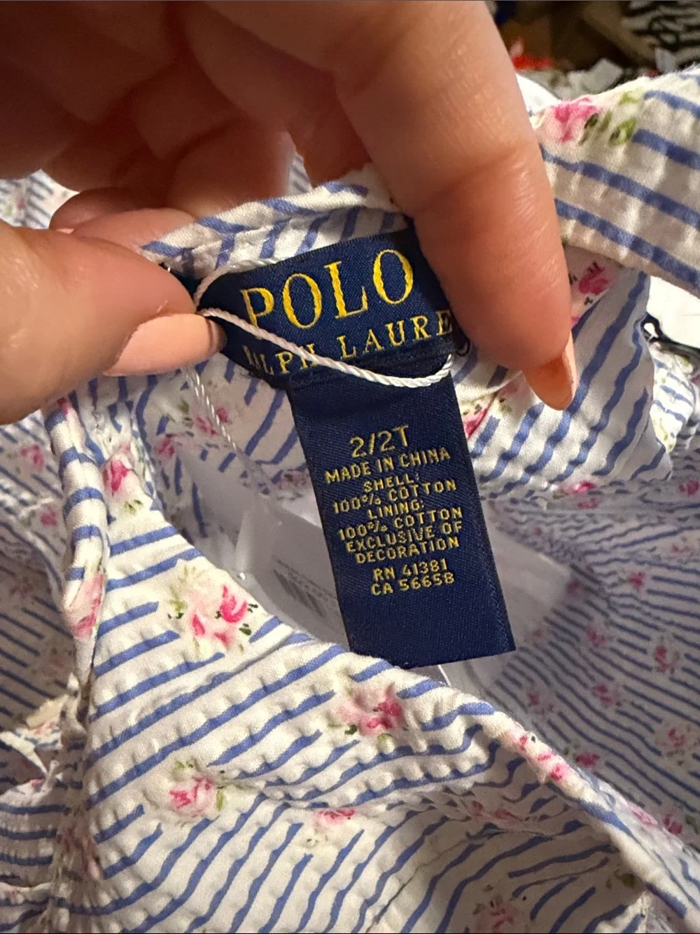 Polo Ralph Lauren Blue & White Striped Floral Sundress - 2T NWT